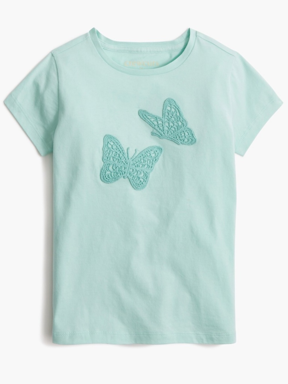 J Crew Crewcuts Little Girls Short Sleeve Crochet Butterfly Top Green Sz.8-9Y